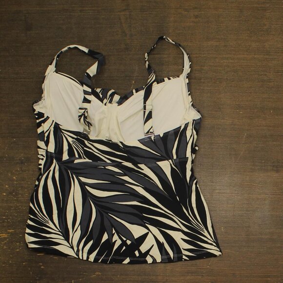 Anne Cole Womens Plus Size Palm Chic Underwire Tankini Top Black / White 20W - Picture 2 of 6
